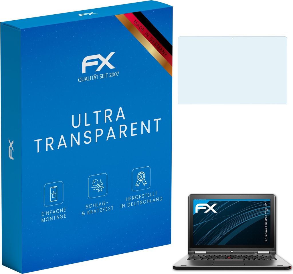 atFoliX FX-Clear 2x Schutzfolie kompatibel mit Lenovo ThinkPad Yoga 12 Displayschutzfolie