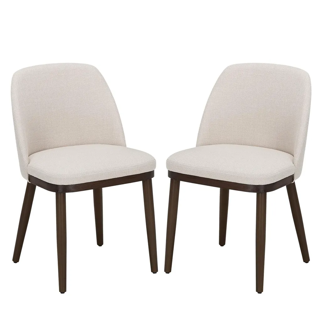 Sedie da pranzo COLAMY (set di 2) - Sedie moderne imbottite con gambe in legno per cucina e sala da pranzo, beige