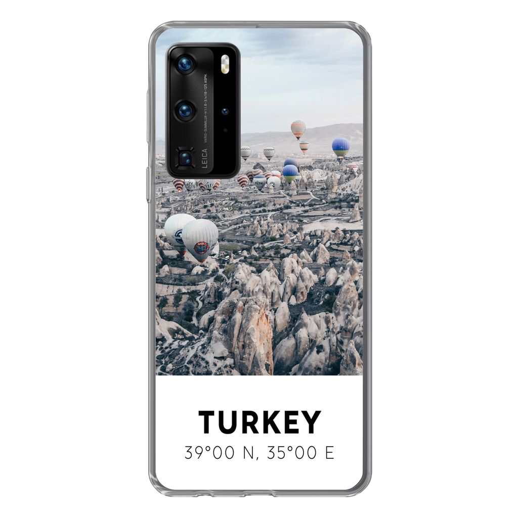 MuchoWow Handyhülle Schutzhülle Hülle für Huawei P40 Pro Türkei - Felsen - Luftballons Silikon Softcase Handy Hülle - Schutz