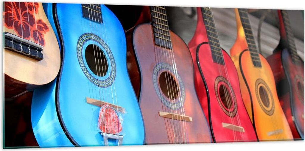 Bilder auf glas - Gitarre Musik Instrument Mexiko - 120x50cm - Glasbilder - Wandbilder - Kunstdruck - zum Aufhängen bereit - Wanddekoration aus Gl...