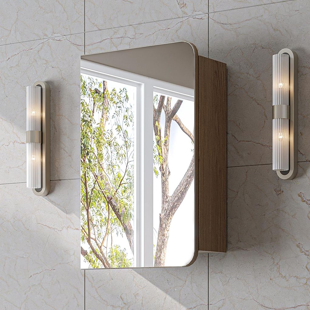 Roomart LYCIA-50 Badmöbel Spiegelschrank 45 cm breit, Eiche(Hell)