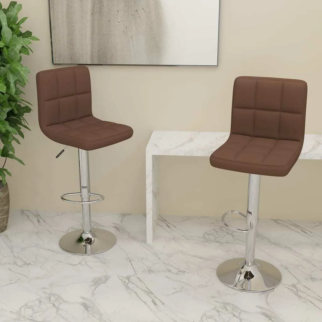 2 Sgabelli Bar Vintage Tessuto Marrone | Arredo Cucina e Pub - 2