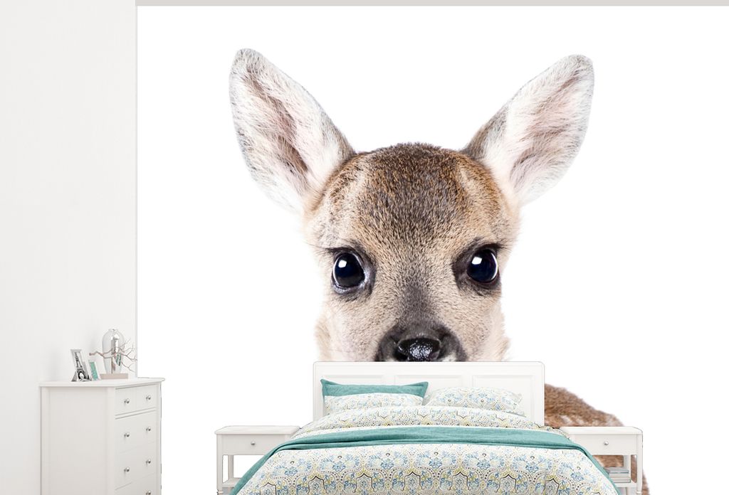 MuchoWow Fototapete für Wohnzimmer oder Schlafzimmer Wandtapete Vinyl Motivtapete Hirsche - Tiere - Braun - Natur - 300x240 cm - Fototapeten