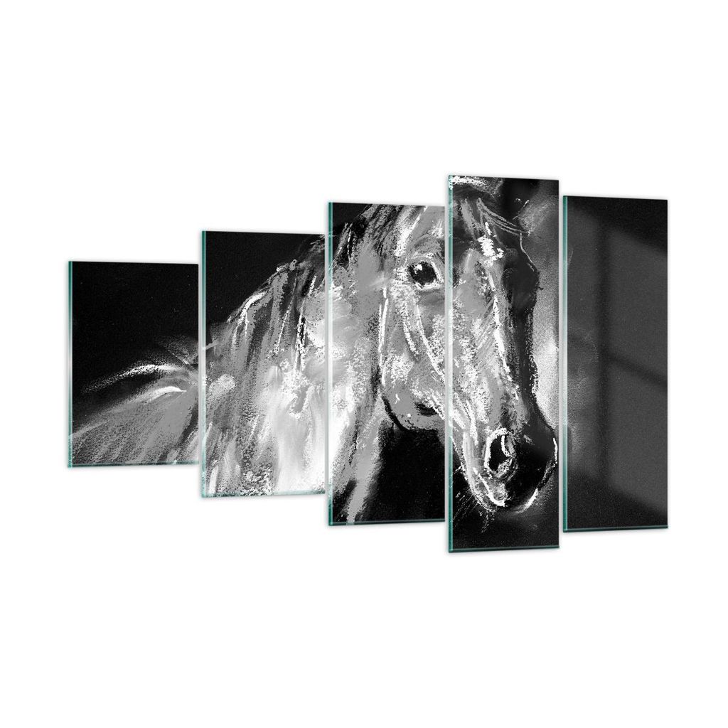 Bilder auf glas - Pferd Natur Tier - 100x60cm - Glasbilder - Wandbilder - Kunstdruck - zum Aufhängen bereit - Wanddekoration aus Glas - Glas Bilde...