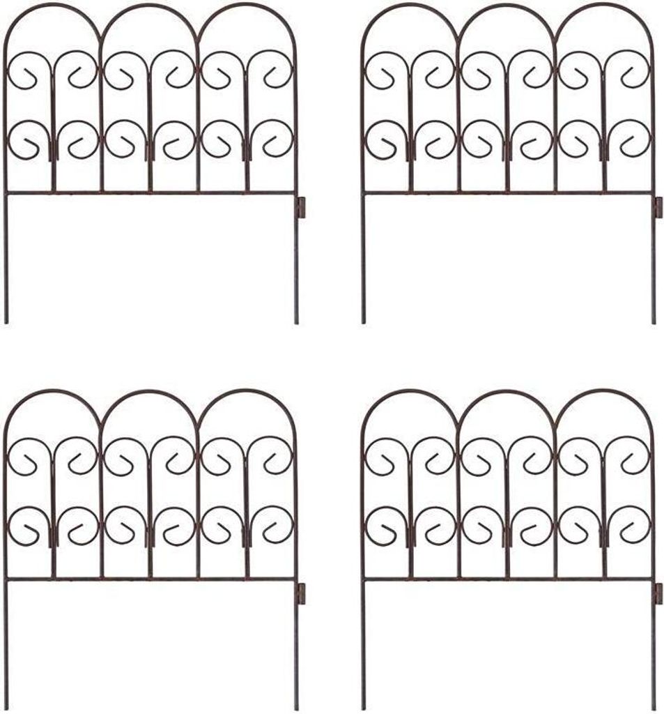 Schmuckzaun Metallzaun Gartenzaun 41x46 cm Zaunelemente 4er Set erweiterbar Rost