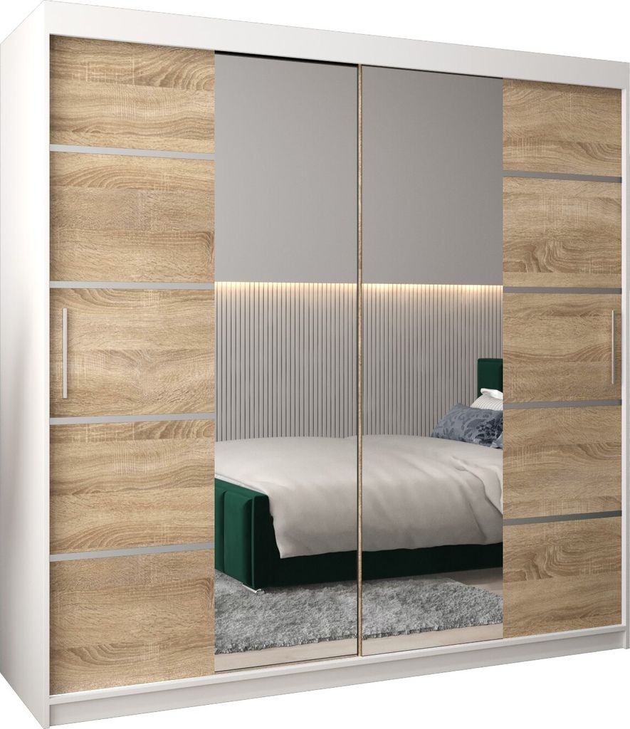 Kleiderschrank, Schiebetürenschrank Schlafzimmer, Schrank mit Spiegel VERONA 4 200 cm