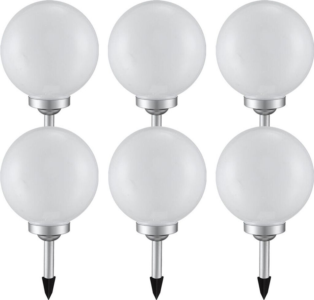 6x LED Solarleuchte, Kugel weiß, DM 20 cm, H 62 cm