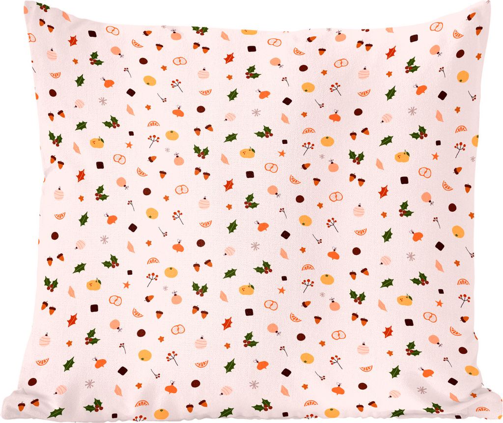 MuchoWow Zierkissen Sofakissen Wohnzimmer Dekokissen 45x45 cm Winter - Schablonen - Weiß - Schlafpolster - Polster für das Sofa