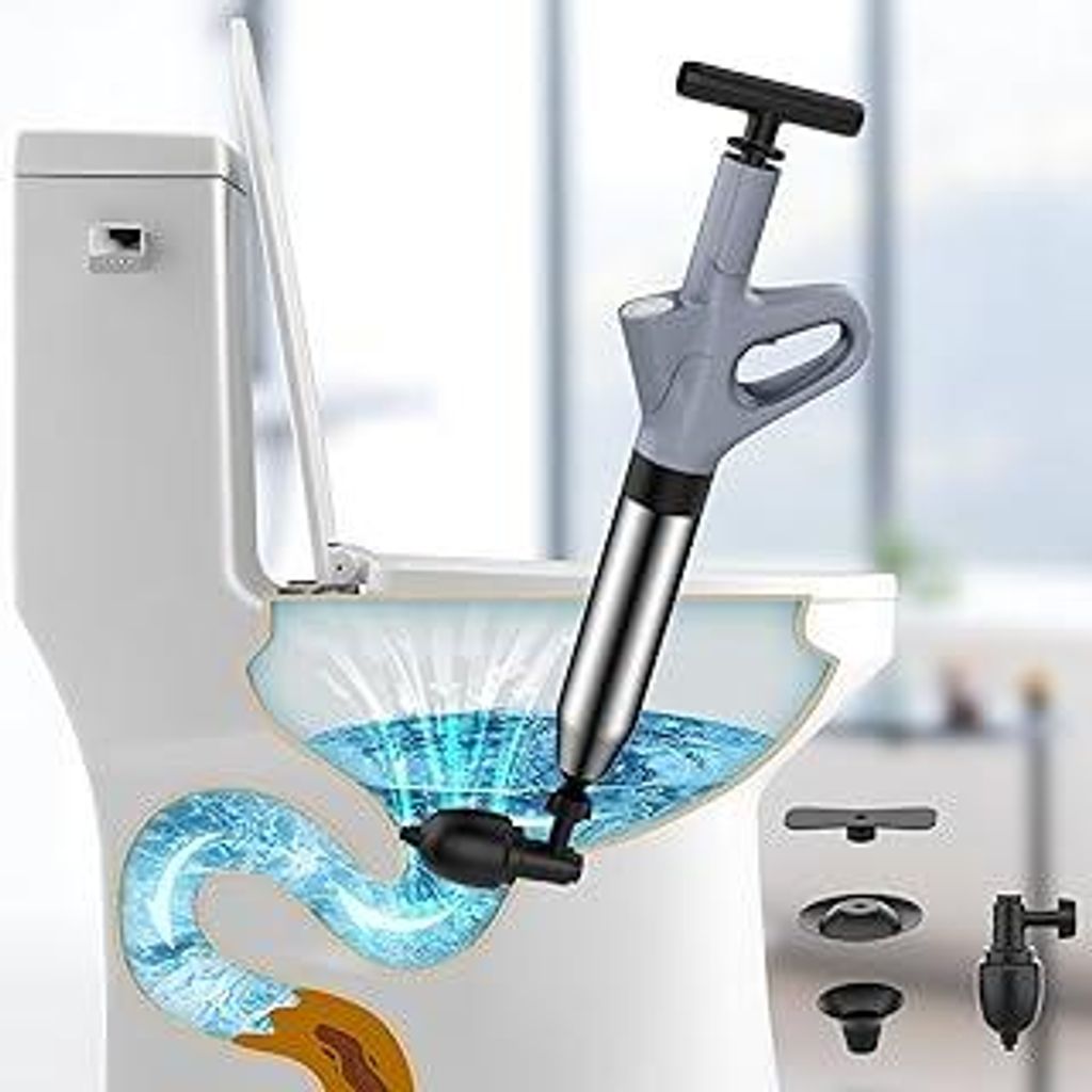 Toilettenstampfer, Luftdruckstampfer für Verstopfungen im Badezimmer, Toilettenschlange und Abflussreiniger mit Echtzeitanzeige für Toiletten, Bo...