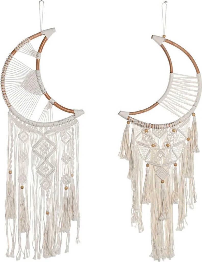 Habillez vos murs vides avec le duo macramé Home ESPRIT crème et naturel