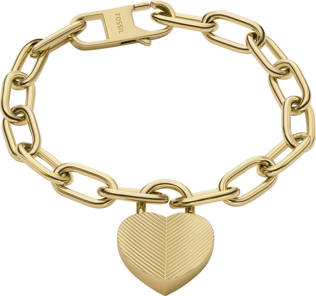 FOSSIL Armband Harlow Linear Texture Heart Bracelet Gold goldfarben