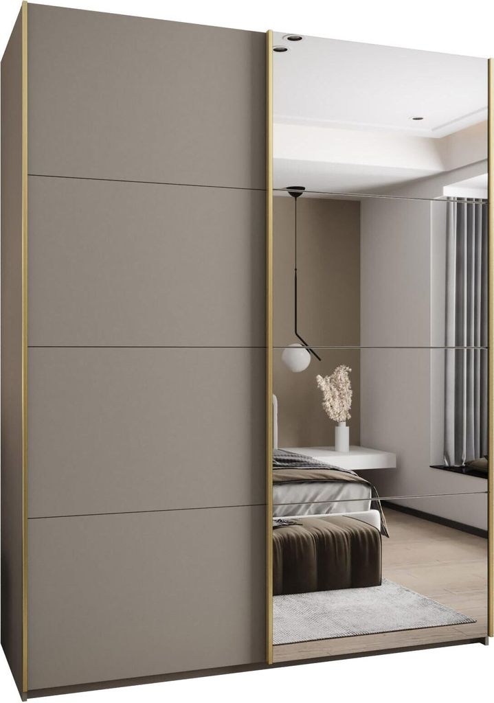 MEBLE KRYSPOL LUX 3 Schrank - 245,5x190x64cm - Kaschmir, Kaschmir, Gold