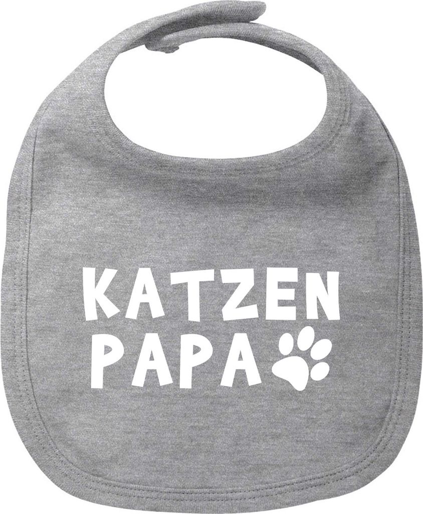 Huuraa Baby Lätzchen Katzenpapa Tapse Heather Grey Klettverschluss Baumwolle Latz Geschenkidee