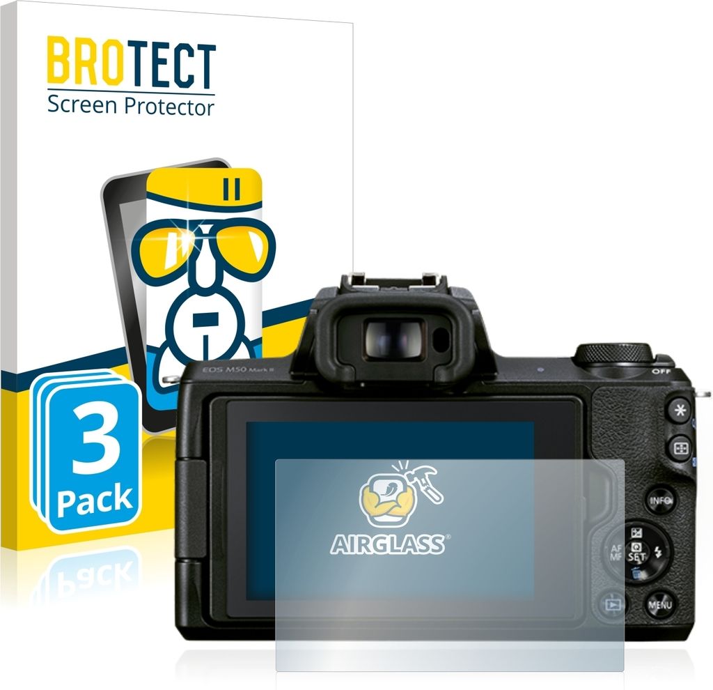 3x BROTECT Schutzglas für Canon EOS M50 Mark II Schutzfolie Panzer Folie Glas Display Schutz klar