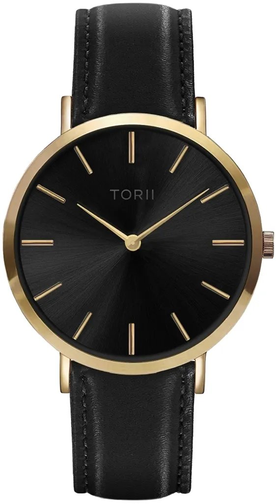 Orologio da donna e da uomo TORII G38BL.BG nero, moda classica.