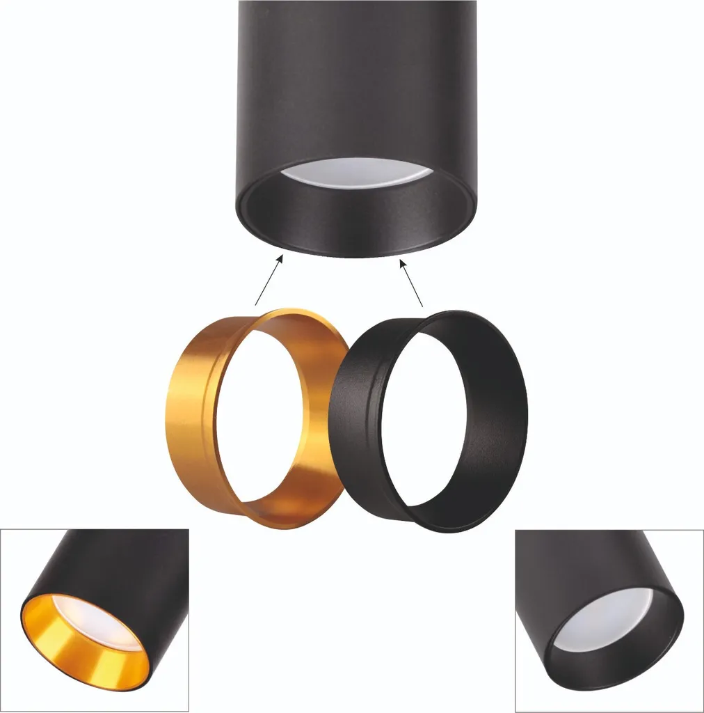 Lampadaire noir Maribel Polux à 3 réflecteurs dorés GU10 12W