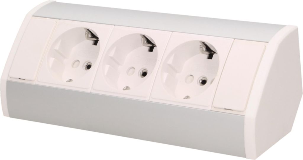Zásuvka 3x2P+Z, schuko, stříbrná/bílá Obrázek produktu 