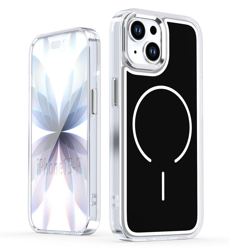 Magnetische Hülle für iPhone 15, Dünn Klare Stoßfest Handyhülle, Kompatibel mit MagSafe Schwarz
