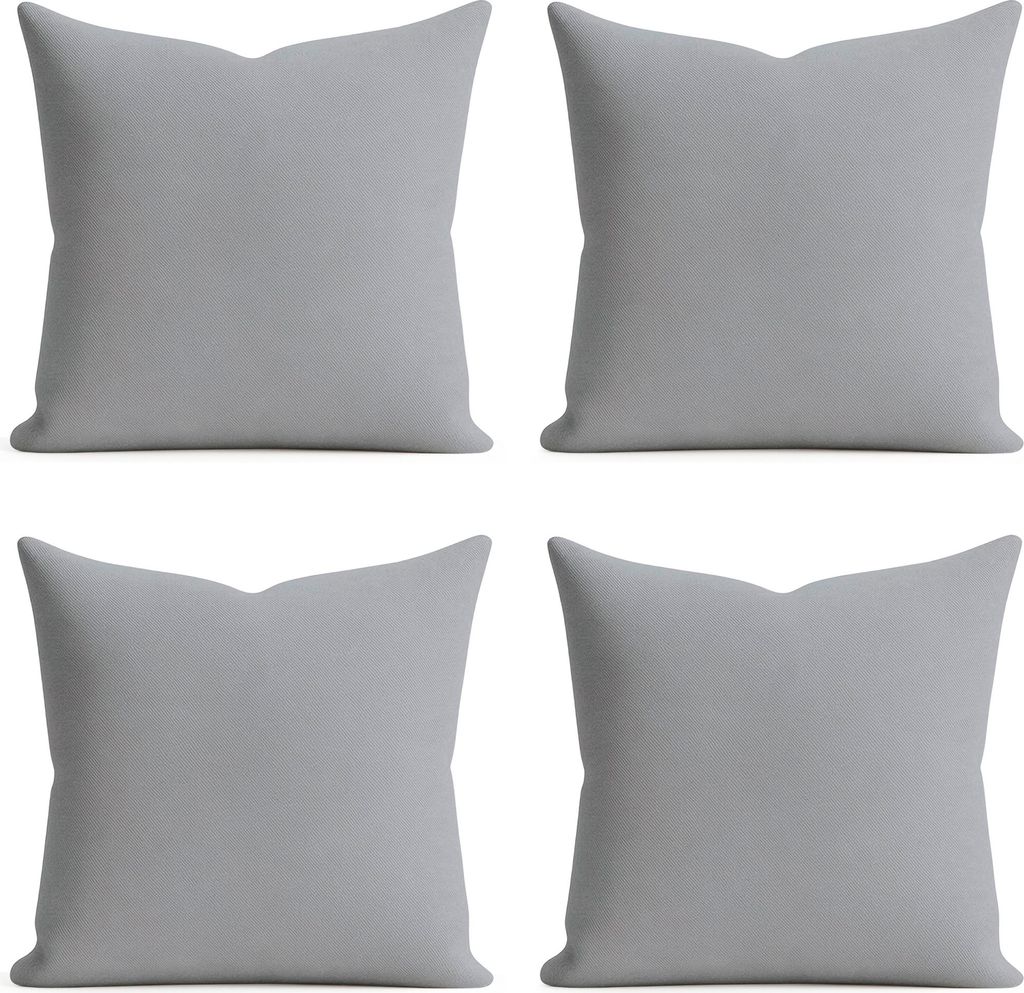 4er Set Kissenhülle 40x40 cm hellgrau pflegeleicht mit Reißverschluss
