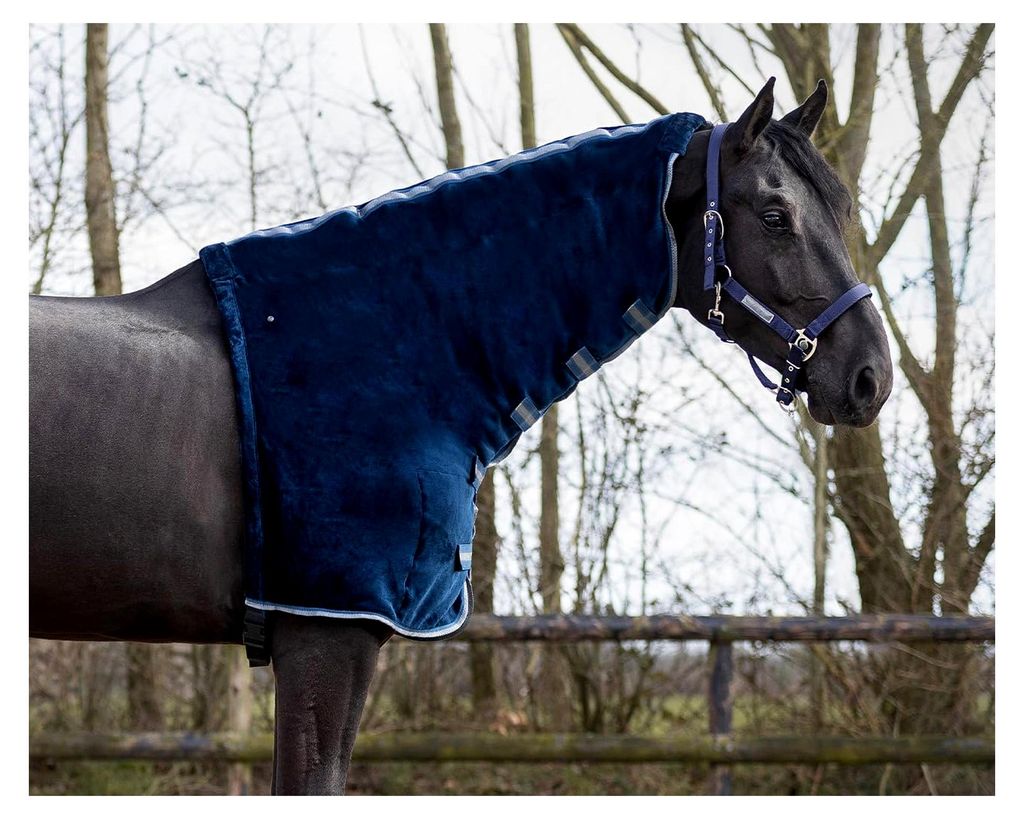 Flauschiges Halsteil für Pferde mit Klettverschluss in Größe S/M/L Dunkelblau