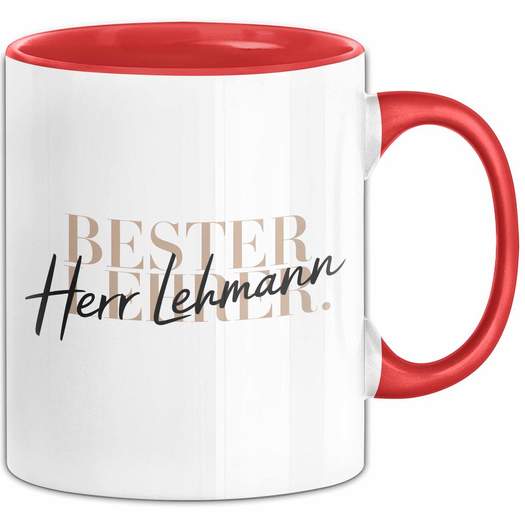 Lehrer Wertschätzung Tasse Geschenk Lustige Geschenkidee Spruch Bester Lehrer (Rot)
