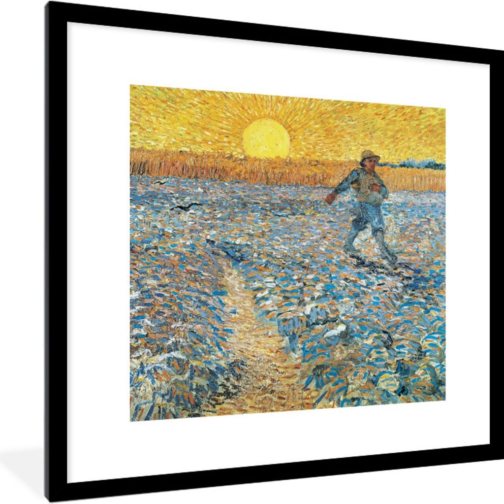 MuchoWow Gerahmtes Poster Der Sämann - Gemälde von Vincent van Gogh 40x40 cm - Poster mit Schwarzem Bilderrahmen Wandposter Rahmen Foto Bilder ...