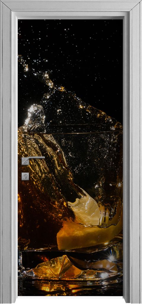 Tür Selbstklebende 80x210 cm Türfolie Türtapete Klebefolie - Whisky Glas