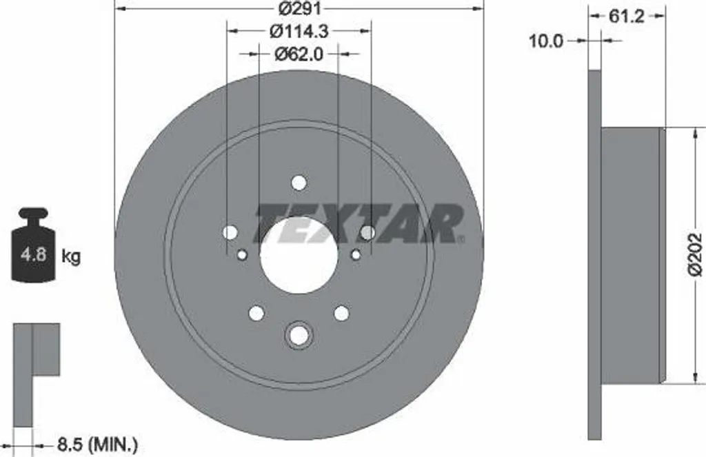 Disque de frein arrière Textar 92179803 de haute qualité OE Lexus IS