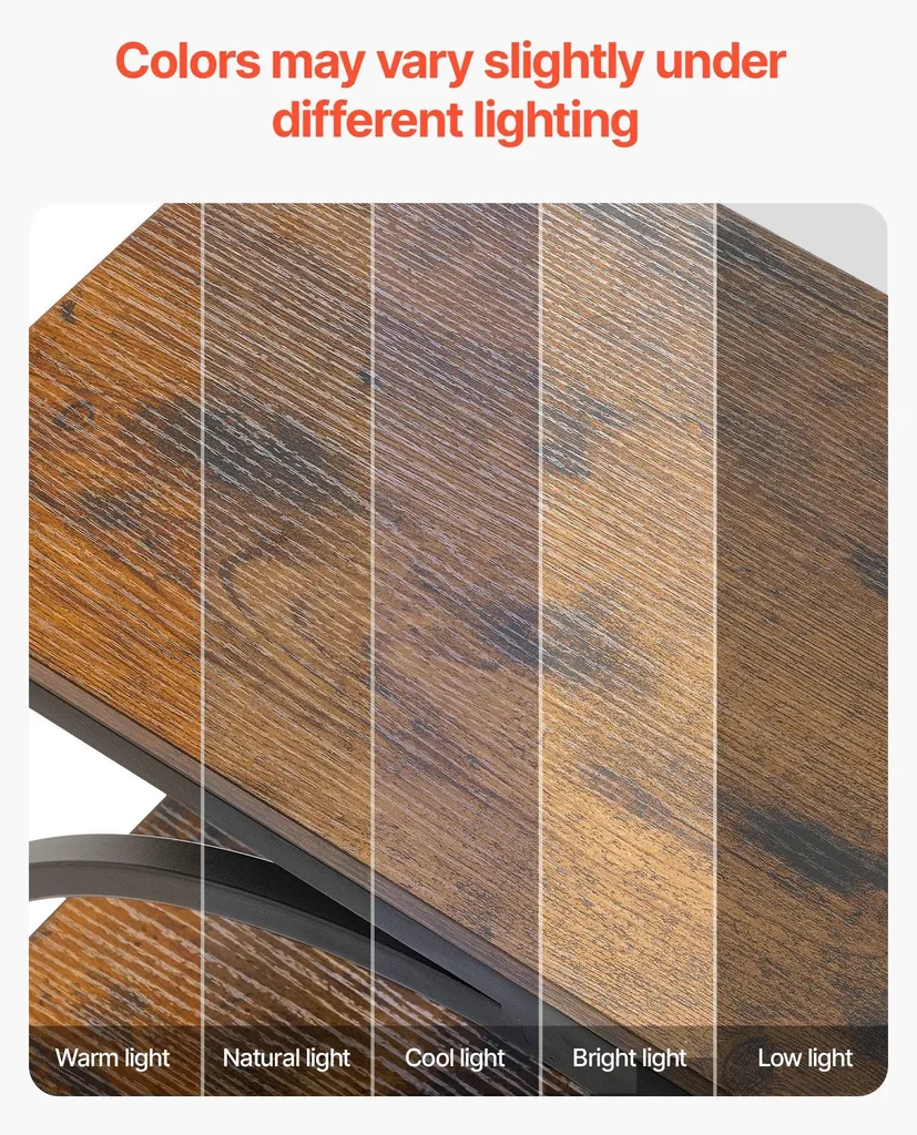 Table d'appoint étroite à 3 niveaux structure métal marron rustique - 8