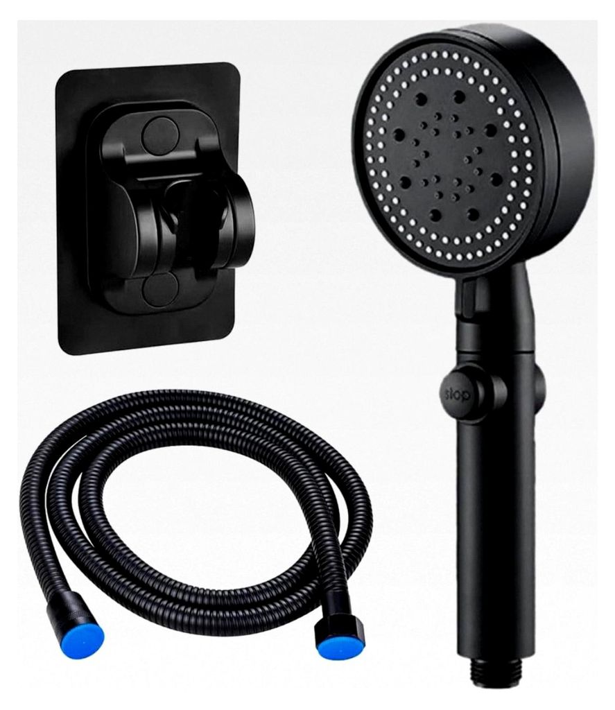 Duschkopf und Schlauch 2m - 130mm großer Brauseschlauch und Kopf mit hohem Druck, 5 Modi, drucksteigernde Handbrause für niedrigen Wasserdruck, e...