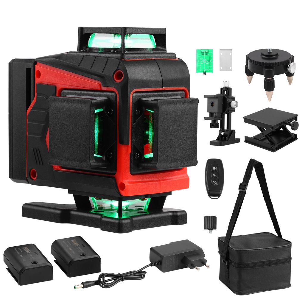 TEENO Mini kreuzlinienlaser, laser wasserwaage 4D 16 Linien 360° Selbstnivellierung, kreuzlinienlaser mit 2 x2400mAh Aufladbar, Innen- & Außenein...