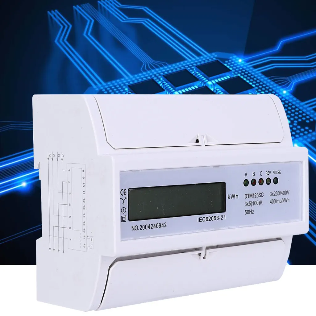 Compteur d'énergie triphasé 100A numérique KWh avec écran LCD - 6