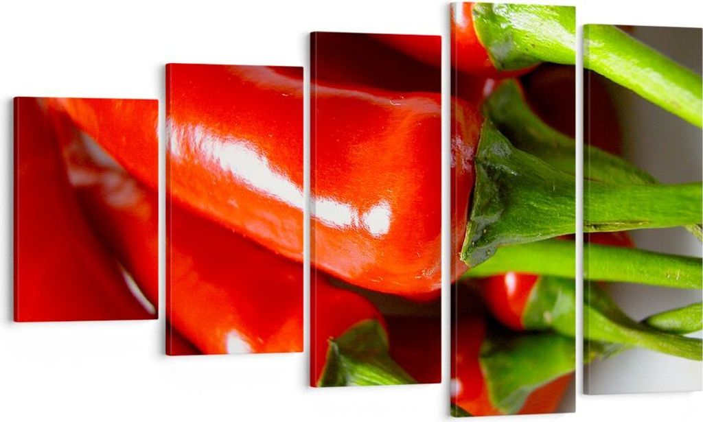 Bild auf Leinwand - Leinwandbild - Gemüse würzig Chili - 100x60cm - Wand Bild - Wanddeko - Leinwanddruck - Bilder - Kunstdruck - Wanddekoration -...
