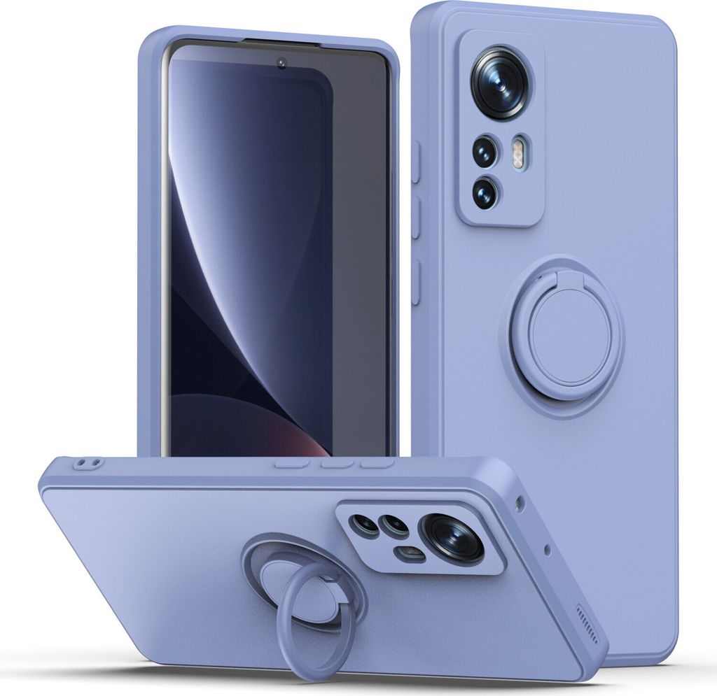 Xiaomi 12 Pro Handyhülle, Ring Halter Ständer Kratzfeste Weiche Silikon schutzhülle für Xiaomi 12 Pro Violett