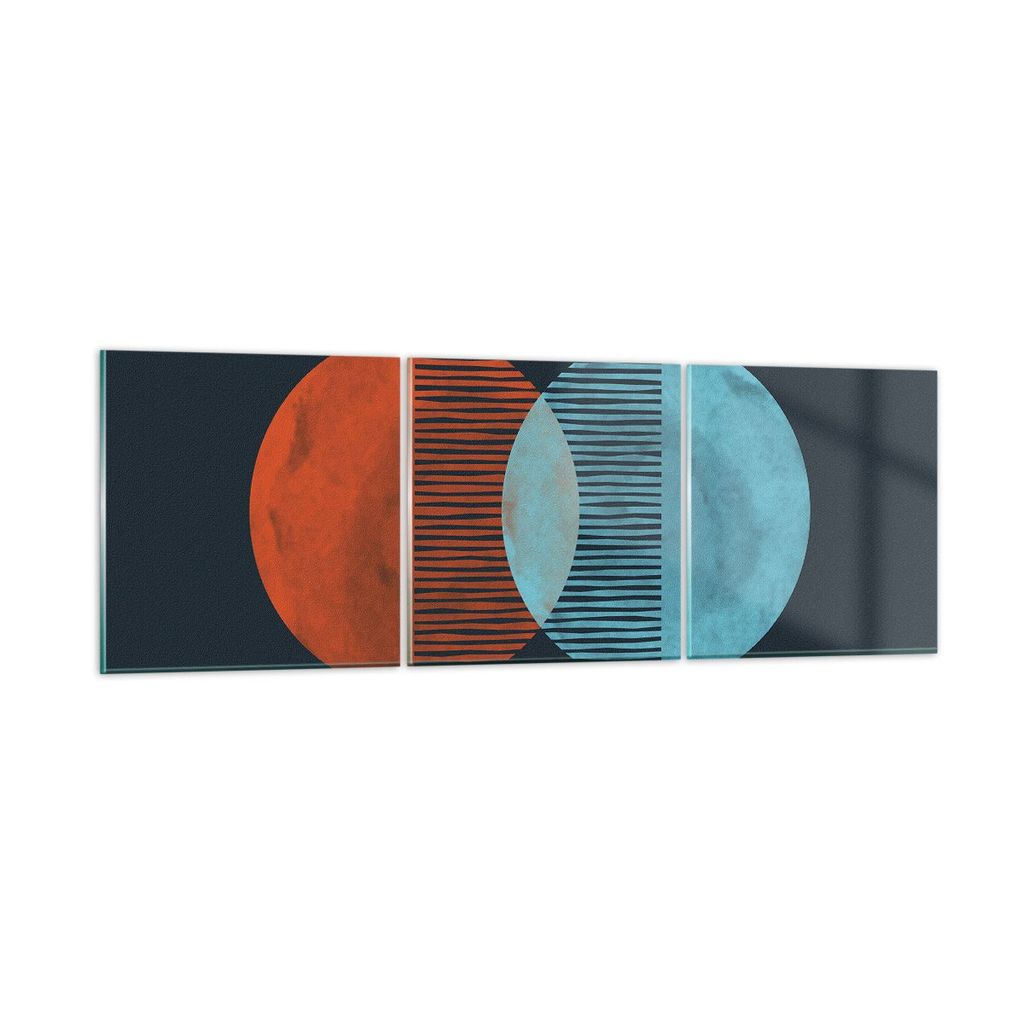 Bilder auf glas - 3 Teile - Geometrie Abstraktion Minimalismus - 90x30cm - Glasbilder - Wandbilder - Bilder - Wanddekoration aus Glas - Glas Bilder...