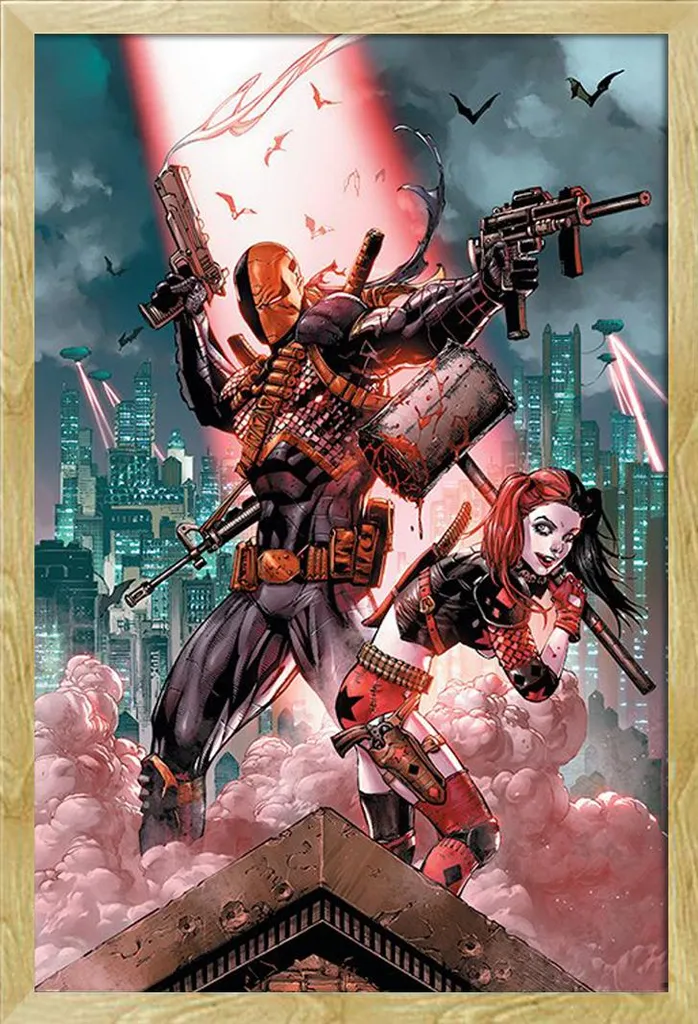 DC Comic - Poster - Deadshot & Harley Quinn Suicide Squad + cornice rimovibile, Shinsuke® Maxi MDF faggio, disco acrilico