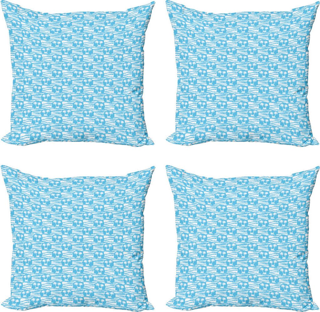 ABAKUHAUS Tropisch Kissenbezug Set (4 Stück), Kühle Exotic Sommer Palmen, Moderner Doppelseitiger Digitaldruck, 60 cm x 60 cm, Deep-Sky-Blau und ...