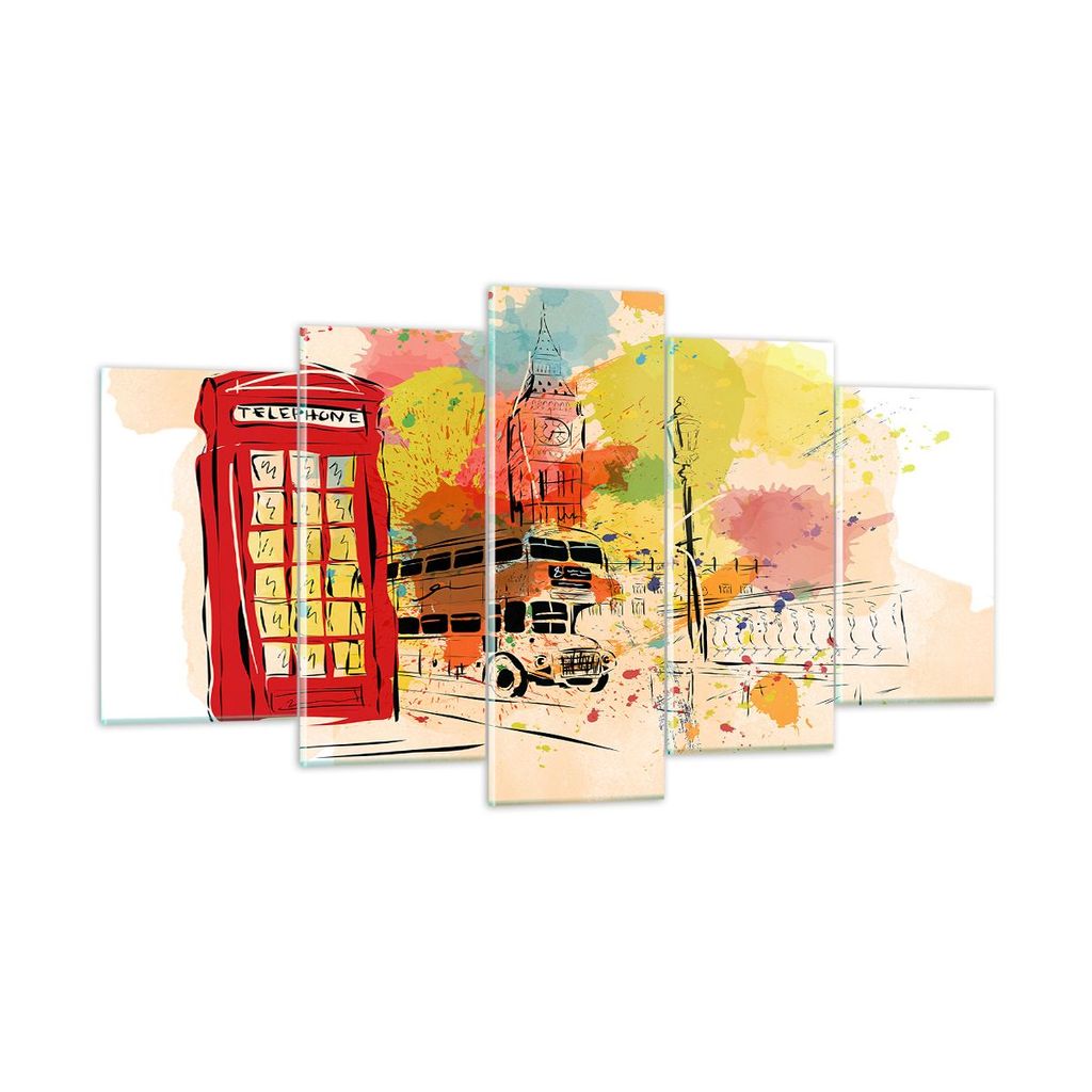 Bilder auf glas - London Bus - 160x85cm - Glasbilder - Wandbilder - Bilder - Kunstdruck - zum Aufhängen bereit - Wanddekoration aus Glas - Glas Bi...