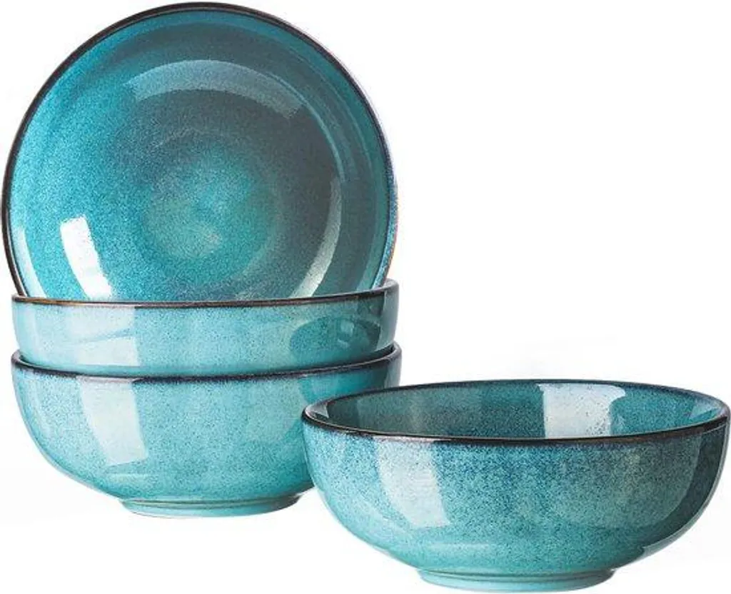 Bols à Soupe et Céréales en Céramique 600 ml - Service de Table Bleu