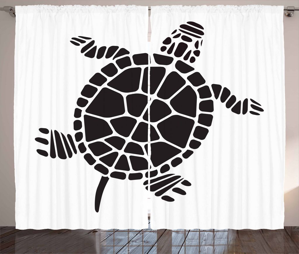 ABAKUHAUS Schildkröte Rustikaler Vorhang, Geometrische Formen Motive, Wohnzimmer Universalband Gardinen mit Schlaufen und Haken, 280 x 245 cm, Sch...