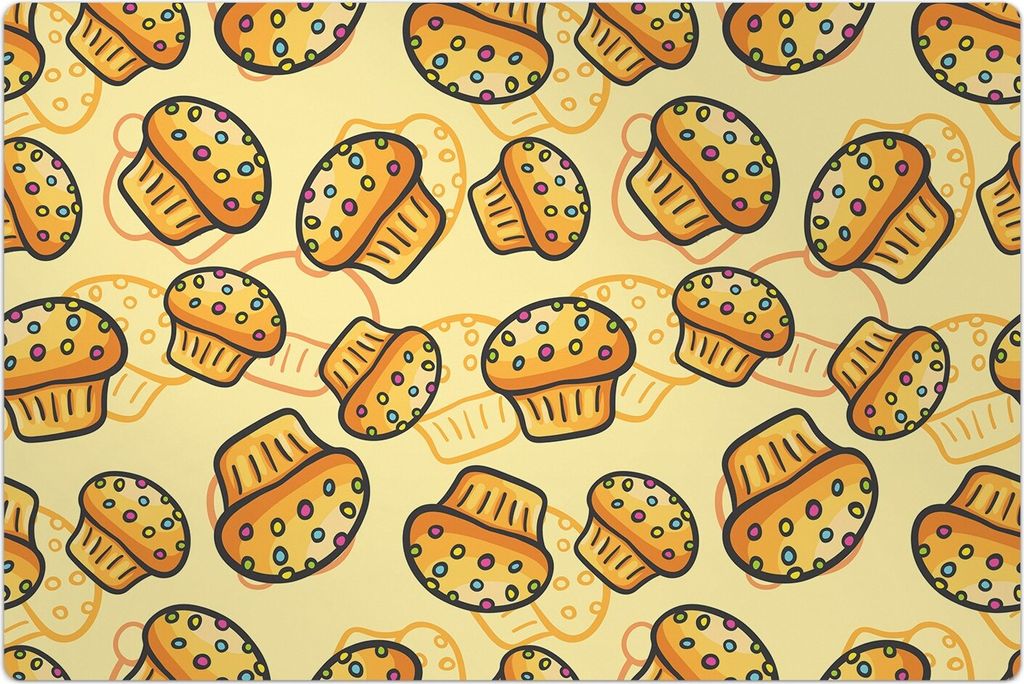 Küchenmatte 120x180 cm Vinylmatte Bodenmatte Dekoration - Muffins mit Bonbons