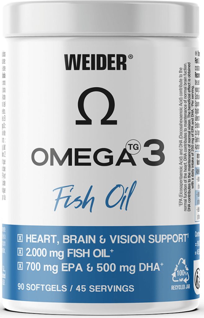 Weider Omega 3 (90 Softgels) Unflavoured - Vitamine, Mineralien & Gesundheit - Fettsäuren