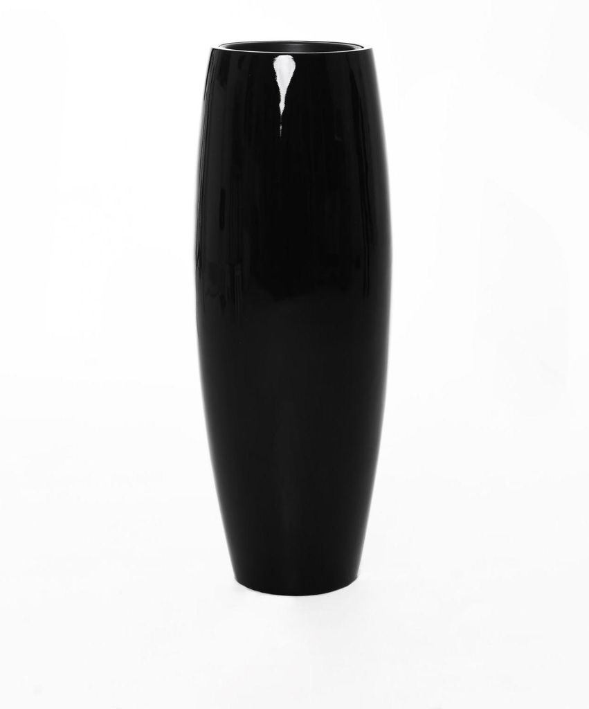VIVANNO Bodenvase Fiberglas MAGNUM Rund, Hochglanzschwarz Produktbild 