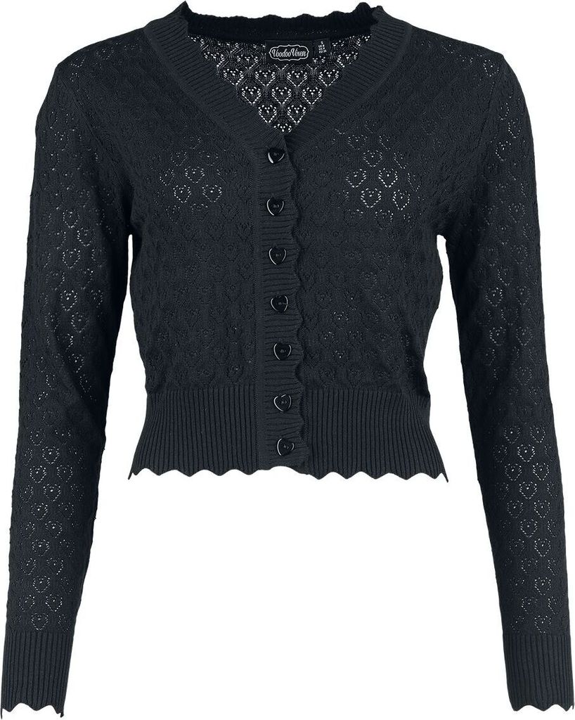 Voodoo Vixen Cardigan Damen Heart Pattern Scallop Edge Cardigan schwarz M