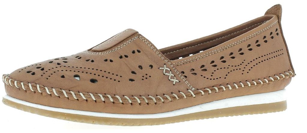 Andrea Conti Damen Slipper aus wrinkled Leder mit Lochmuster 1889603, Größe:38 EU, Farbe:Braun