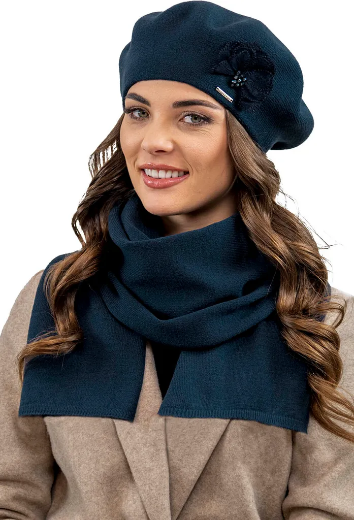 Ensemble d'Hiver pour Femme avec Bonnet Béret et Écharpe Maille Épaisse