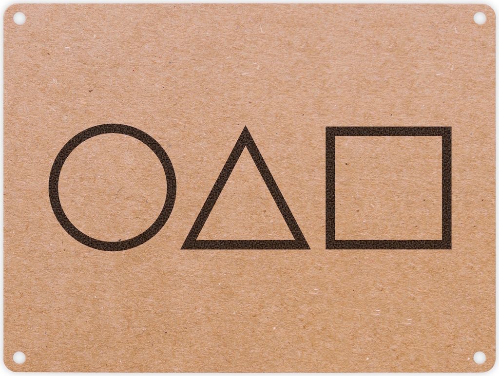 Metallschild in 15x20 cm mit Serienmotiv Tintenfisch Kreis Dreieck Viereck