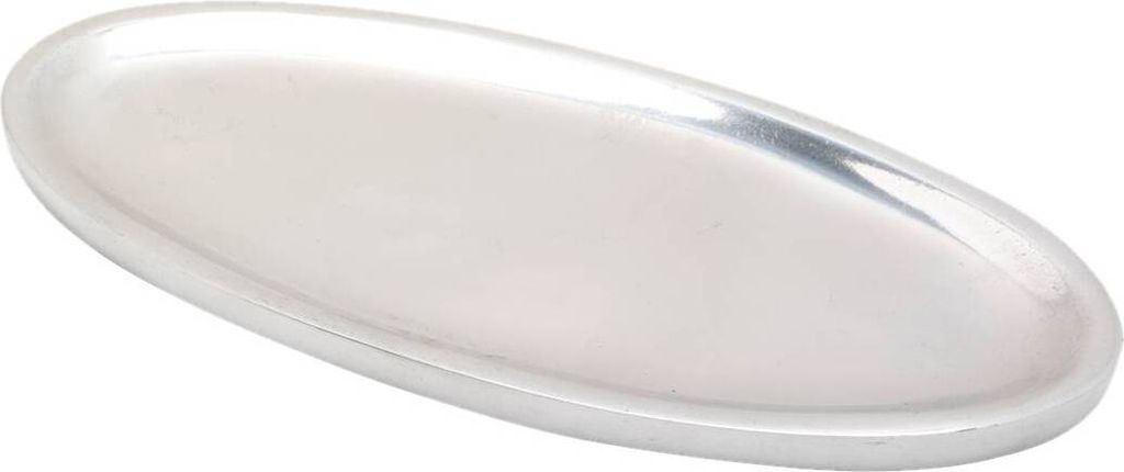 Kerzenteller Oval 16x7cm Aluminium Silber Poliert Untertasse Tisch Dekoration