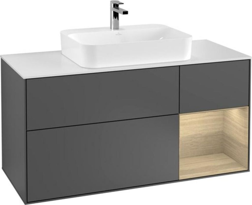V&B Waschtischunterschrank Finion 120cm, Pl w m, Reg re Oa ven, Anthrac. m