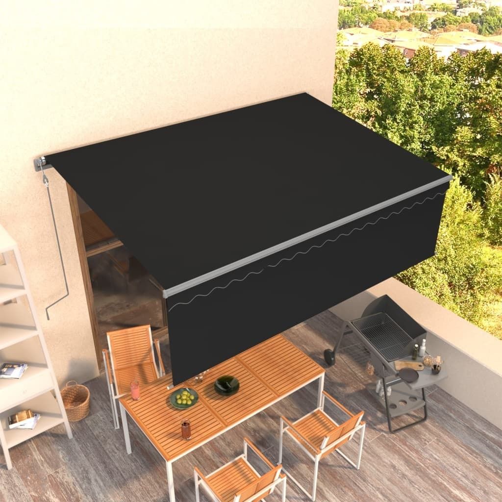 CLORIS Markise Automatisch Einziehbar mit Volant 4x3 m Anthrazit - Markisen 199